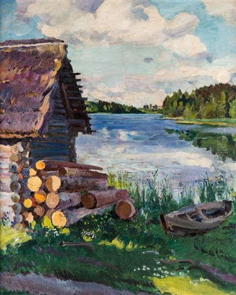 A Lake In The Evening Oil Painting by Sergei Arsenievich Vinogradov