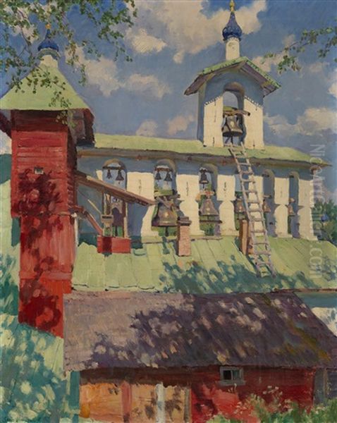 Pechersky Monastery. The Belfry Oil Painting by Sergei Arsenievich Vinogradov