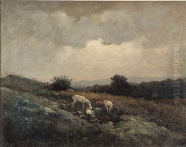 Tending To Her Lamb Oil Painting by Frederick Porter Vinton