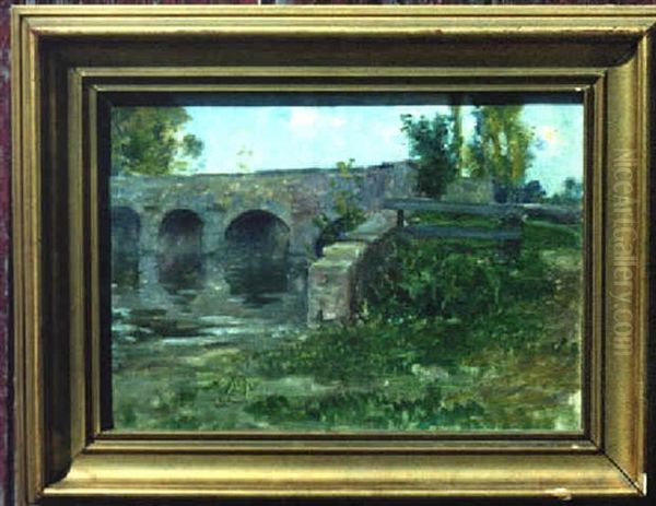 Stone Bridge Oil Painting by Frederick Porter Vinton