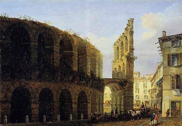 Veduta Dell'arena Di Verona Oil Painting by Tommaso Viola