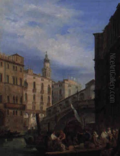 The Rialto Bridge, Venice Oil Painting by Tommaso Viola