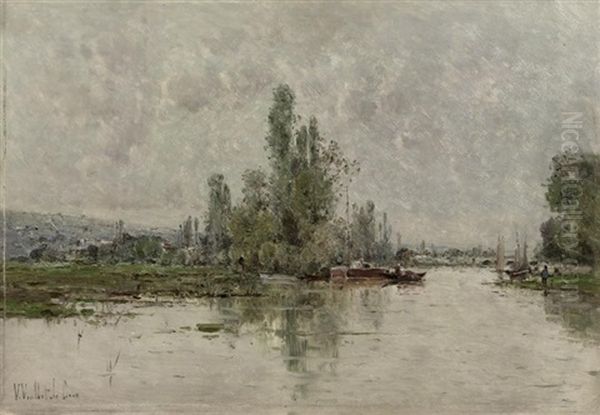 Bords De La Seine-environs De Vernon: The River Seine Near Vernon, France by Victor Viollet-Le-Duc