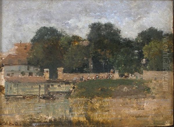 Bord D'etang Oil Painting by Victor Viollet-Le-Duc