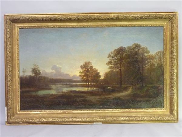 L'etang Au Crepuscule Oil Painting by Antony Viot