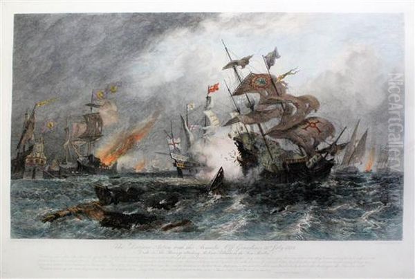 The Spanish Armada Oil Painting by Sir Oswald Walter Brierly