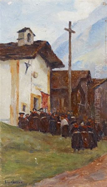 Procession A La Chapelle Des Hauderes Oil Painting by Paul Virchaux