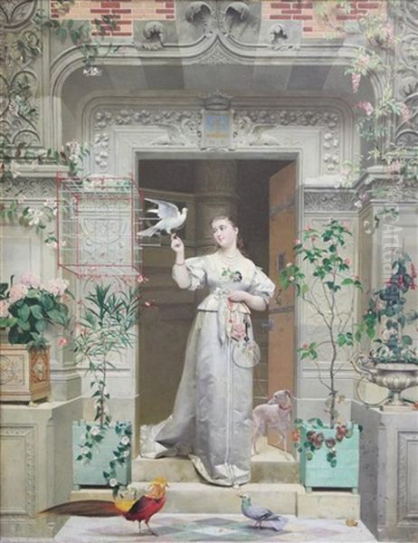 The Doves Oil Painting by Paul Alphonse Viry