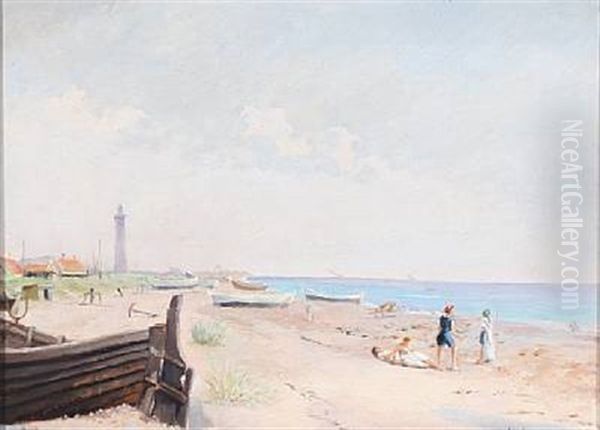 At Skagen Beach Oil Painting by Frederick Mayer Visby