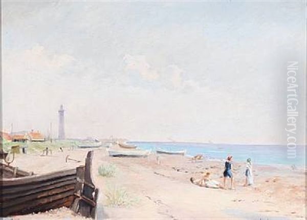 At Skagen Beach Oil Painting by Frederick Mayer Visby