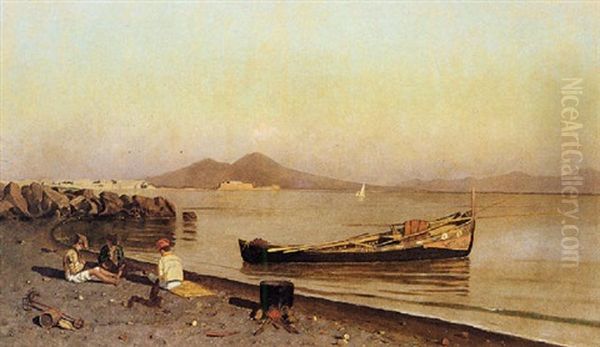 Golfo Di Napoli Da Mergellina Con Il Vesuvio Sullo Sfondo Oil Painting by Eliseu Visconti