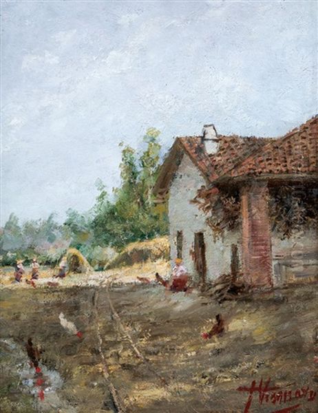 Scena Di Vita In Campagna Oil Painting by Francesco Vismara