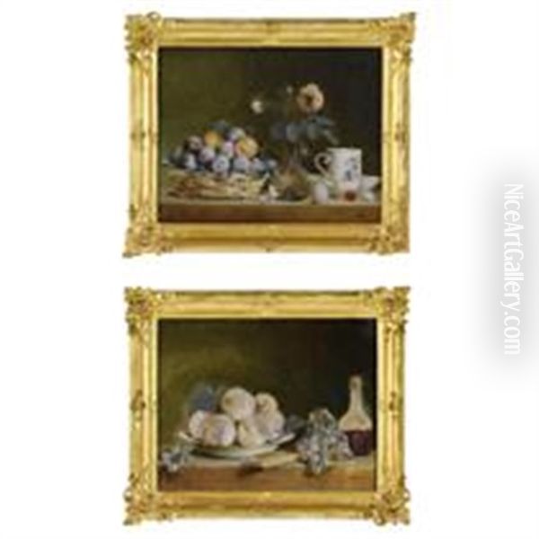 Still Lifes (pair) Oil Painting by Francois Xavier Vispre