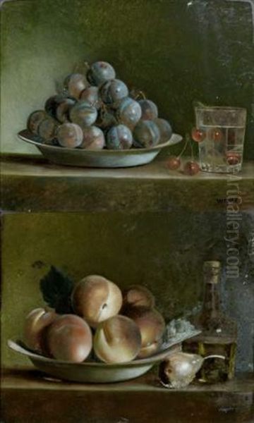 Nature Morte De Fruits (2 Works) Oil Painting by Francois Xavier Vispre