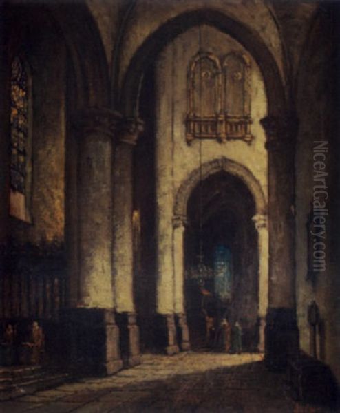 Interior Of A Church Oil Painting by Adrian Nicholaas Visser