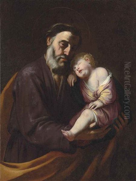 Saint Joseph With The Christ Child Oil Painting by Filippo Vitale