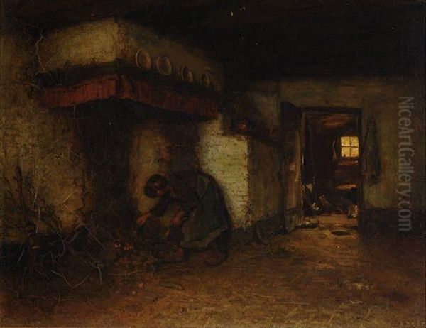 In The Kitchen Oil Painting by Arthur Briet