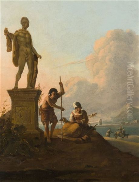 Hirtenpaar Neben Dem Apollo Von Belvedere Oil Painting by Wigerus Vitringa