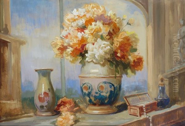 Vaso Con Fiori Oil Painting by Carlo Vittori