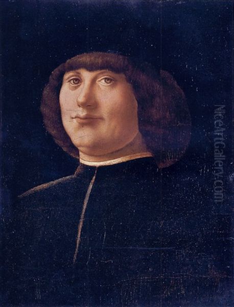 Portrait Of A Gentleman In A Black Coat And Black Cap Oil Painting by Alvise Vivarini