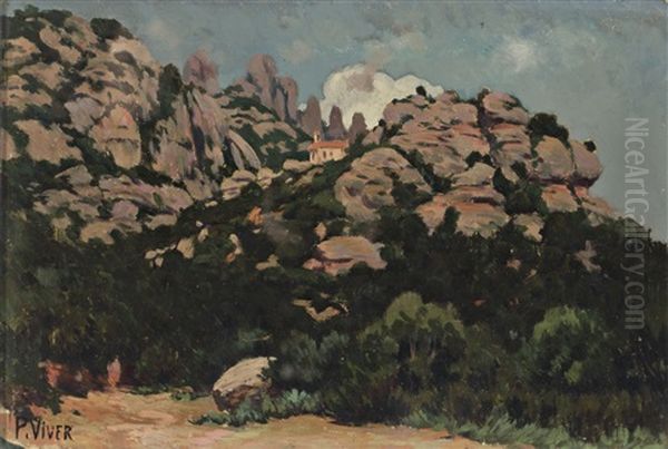 Vista De Montserrat Oil Painting by Pedro Viver Aymerich