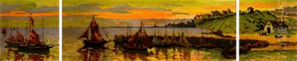 The Harbor - Homeward Bound Oil Painting by Calthea Campbell Vivian