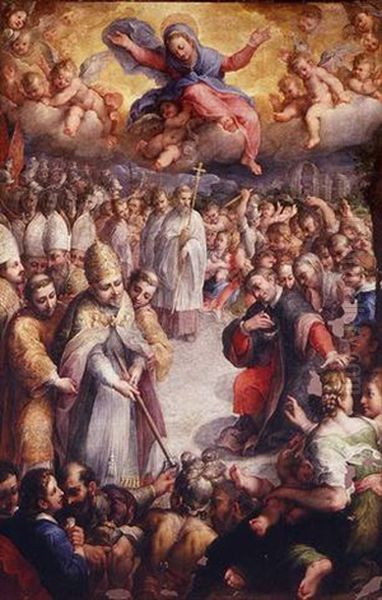 Pope Liberius Marking The Site Of The Church Of Santa Maria Maggiore Oil Painting by Antonio (il Sordo) Viviani