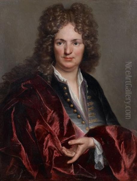 Portrait D'homme Au Manteau Rouge Oil Painting by Joseph Vivien