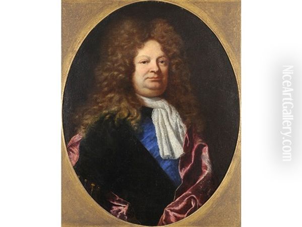 Portrait Of A Gentleman, Identified As Charles Gaspard Dodun, Mmarquis D'herbault (1679-1736), French Statesman And Minister Of Finance Oil Painting by Joseph Vivien