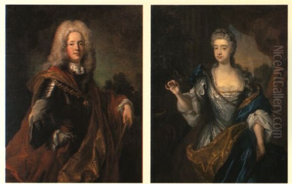 Portrat Karl Vi. Von Habsburg Und Der Gemahlin Elisabeth Christine Oil Painting by Joseph Vivien