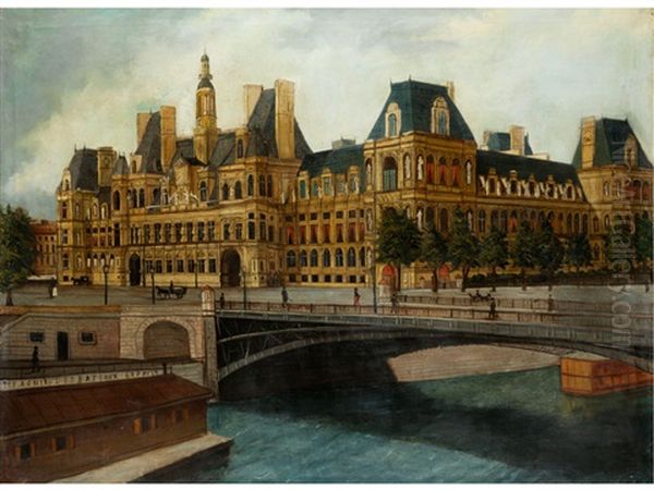 Ansicht Des Hotel De Ville, Paris Oil Painting by Louis Vivin