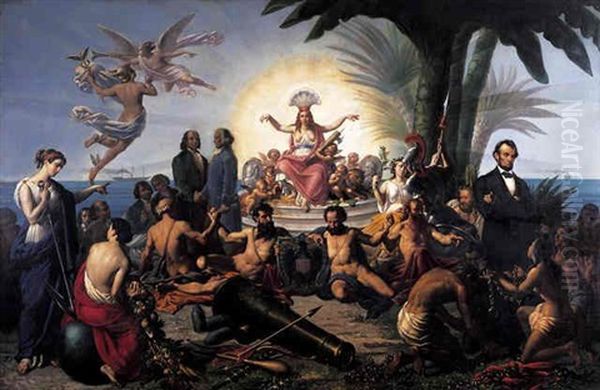 Allegory Of America Oil Painting by Tommaso De Vivo