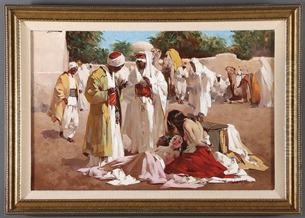 Arab Slave Market Oil Painting by W. Emerich Vizkelety