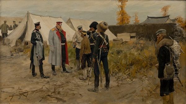 Scene From The Russo-japanese War Oil Painting by Ivan Alekseevich Vladimirov