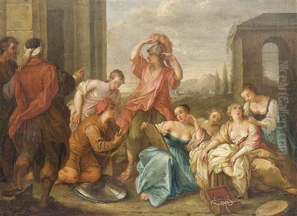 Odysseus Discovering Achilles Amongst The Daughters Of Lycomedes Oil Painting by Nicolas Vleughels