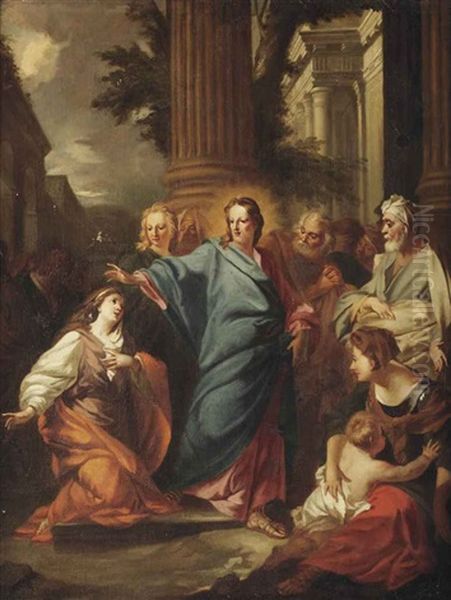 Christ And The Woman Taken In Adultery Oil Painting by Nicolas Vleughels