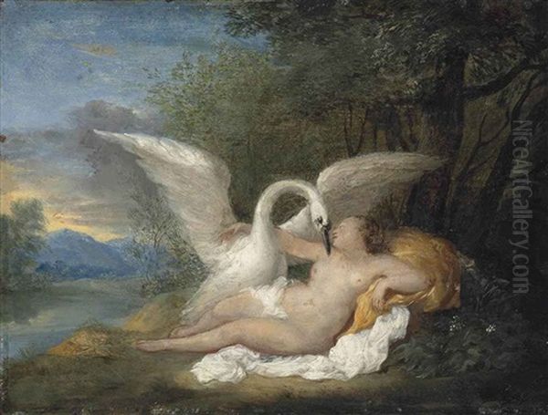 Leda And The Swan Oil Painting by Nicolas Vleughels