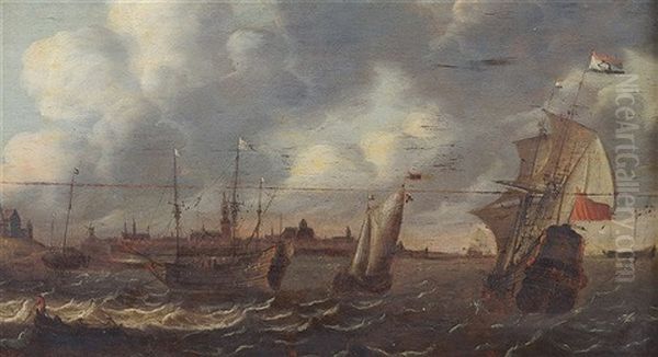 Man Of War Ships Returning To Port Oil Painting by Simon De Vlieger