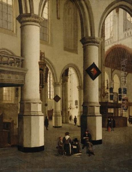 View Of The Oude Kerke In Delft From The Southern Aisle Towards The North East Oil Painting by Hendrick Cornelisz van der Vliet