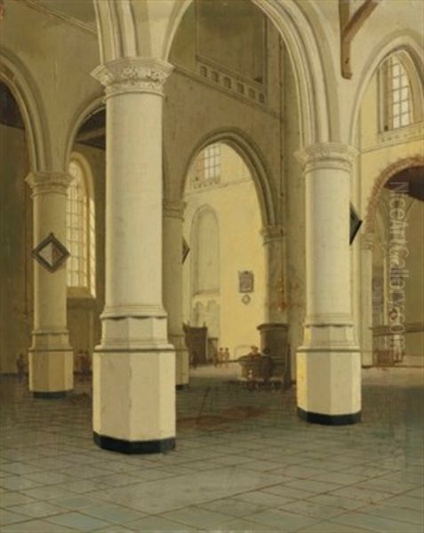 Interior Of The Nieuwe Kerk In Delft Oil Painting by Hendrick Cornelisz van der Vliet