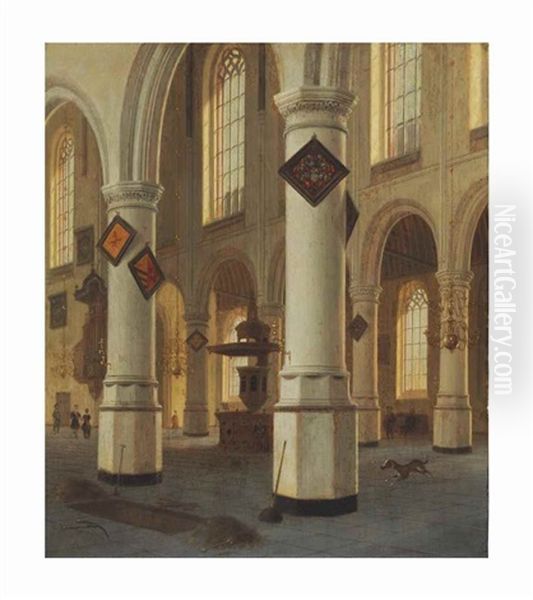 Interior Of The Oude Kerk, Delft Oil Painting by Hendrick Cornelisz van der Vliet