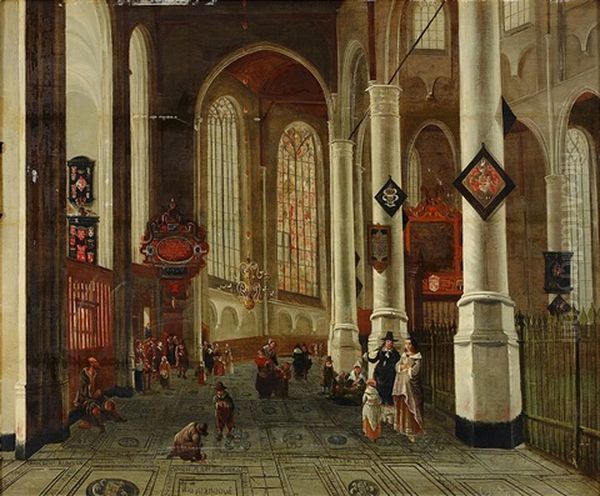 Church Interior Oil Painting by Hendrick Cornelisz van der Vliet