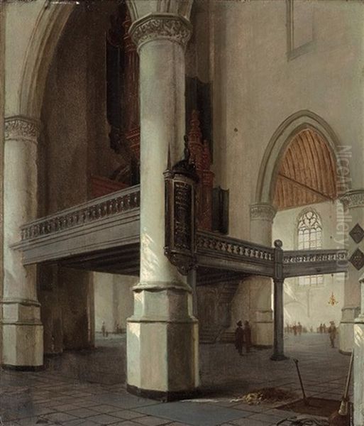 Interieur De La Oude Kerk A Delft Oil Painting by Hendrick Cornelisz van der Vliet