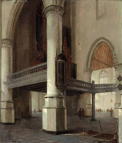 Interieur De La Oude Kerk A Delft Oil Painting by Hendrick Cornelisz van der Vliet