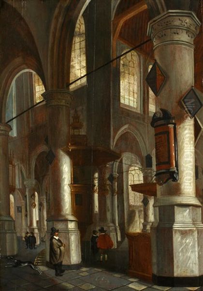 Oude Kirk, Delft Oil Painting by Hendrick Cornelisz van der Vliet