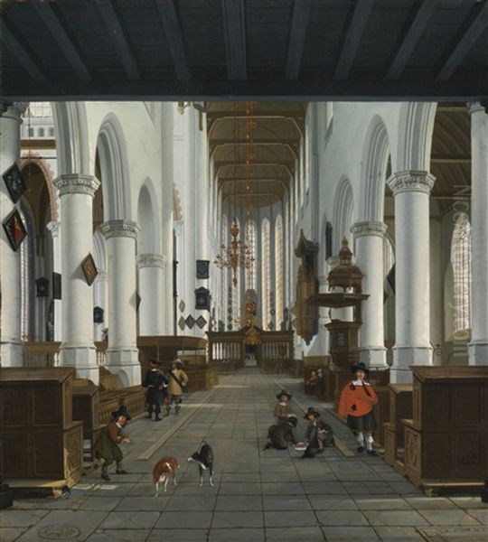 Interior Of The Oude Kerk At Delft Oil Painting by Hendrick Cornelisz van der Vliet