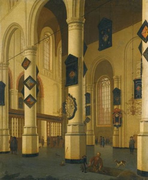 A View Of The Interior Of The Oude Kerk, Delft (from The Main Choir To The North-west, Through The Mariakoor (mary's Choir) To The Transept) Oil Painting by Hendrick Cornelisz van der Vliet