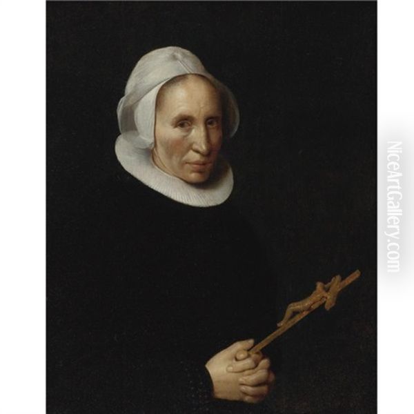 Portrait Of A Lady Holding A Crucifix Oil Painting by Willem Willemsz van der Vliet