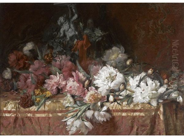 Cabbage Roses On A Table by Emile Vloors