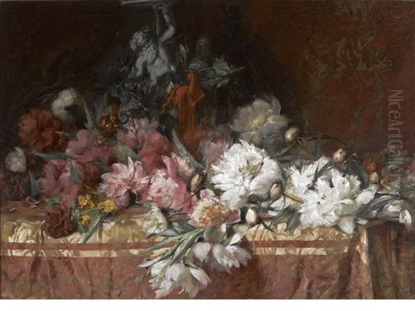 Cabbage Roses On A Table by Emile Vloors